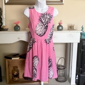 CROWN & IVY Pink Pineapple Sleeveless Dress